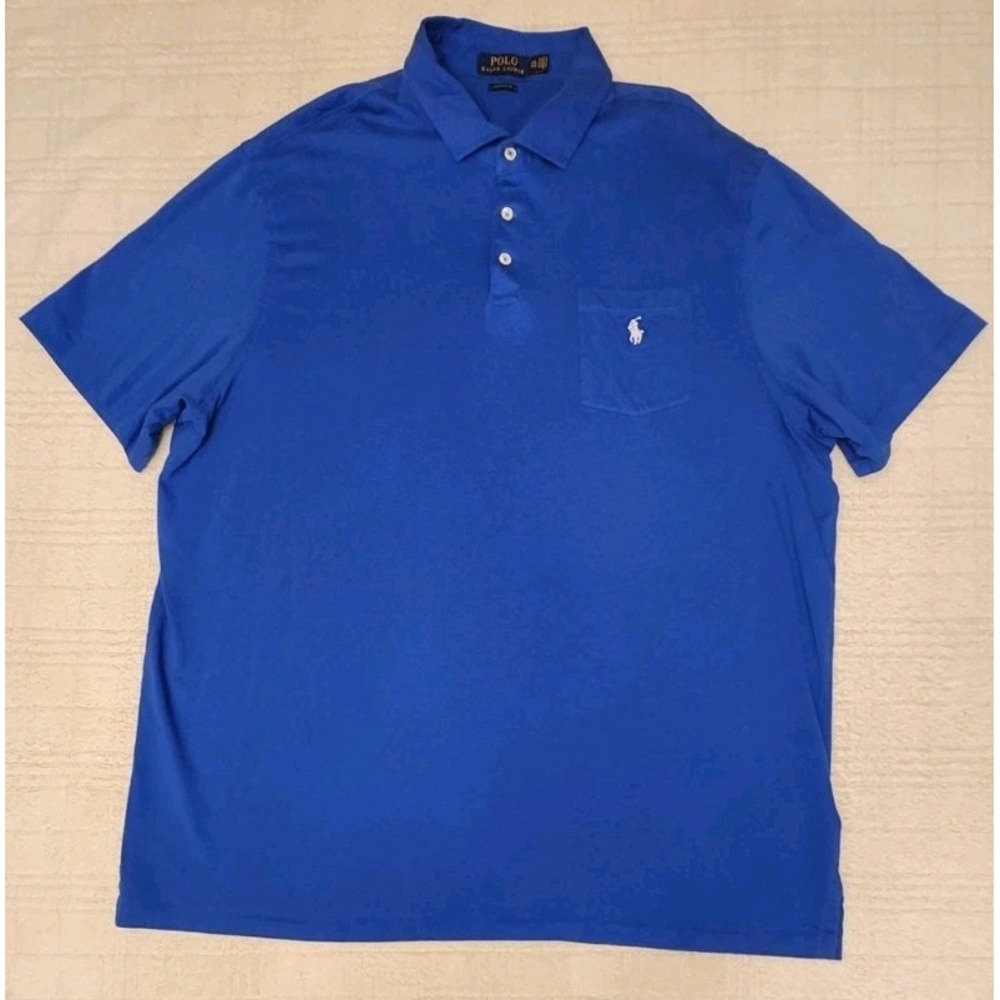 Polo Ralph Lauren Mens XXL Classic Fit Bright Blue Short Sleeve Polo Shirt‎